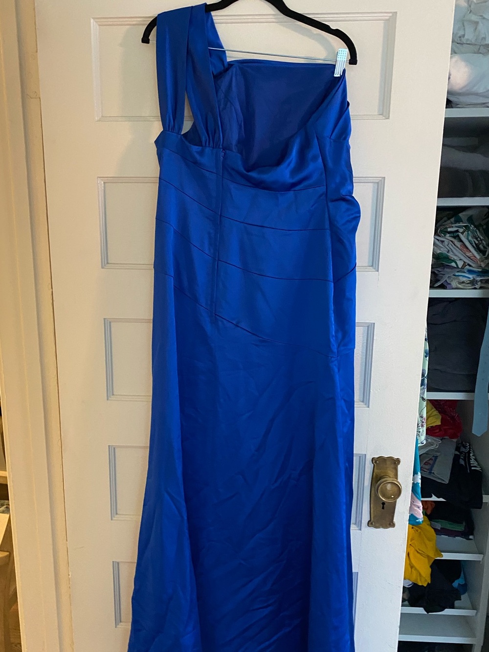 David’s Bridal Floor length one shoulder satin bridesmaid dress - Picture 7 of 7